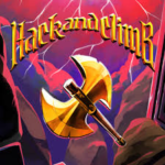 Screenshot of Hack and Climb gameplay showing character carefully climbing vertical platforms with minimalist design and physics-based obstacles visible clearly.